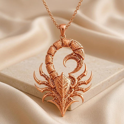 Fossil Scorpion Crest | 925 Sterling Silver for Men | Mythical Gothic Zodiac Theme | Strength Symbol Birthday Gift