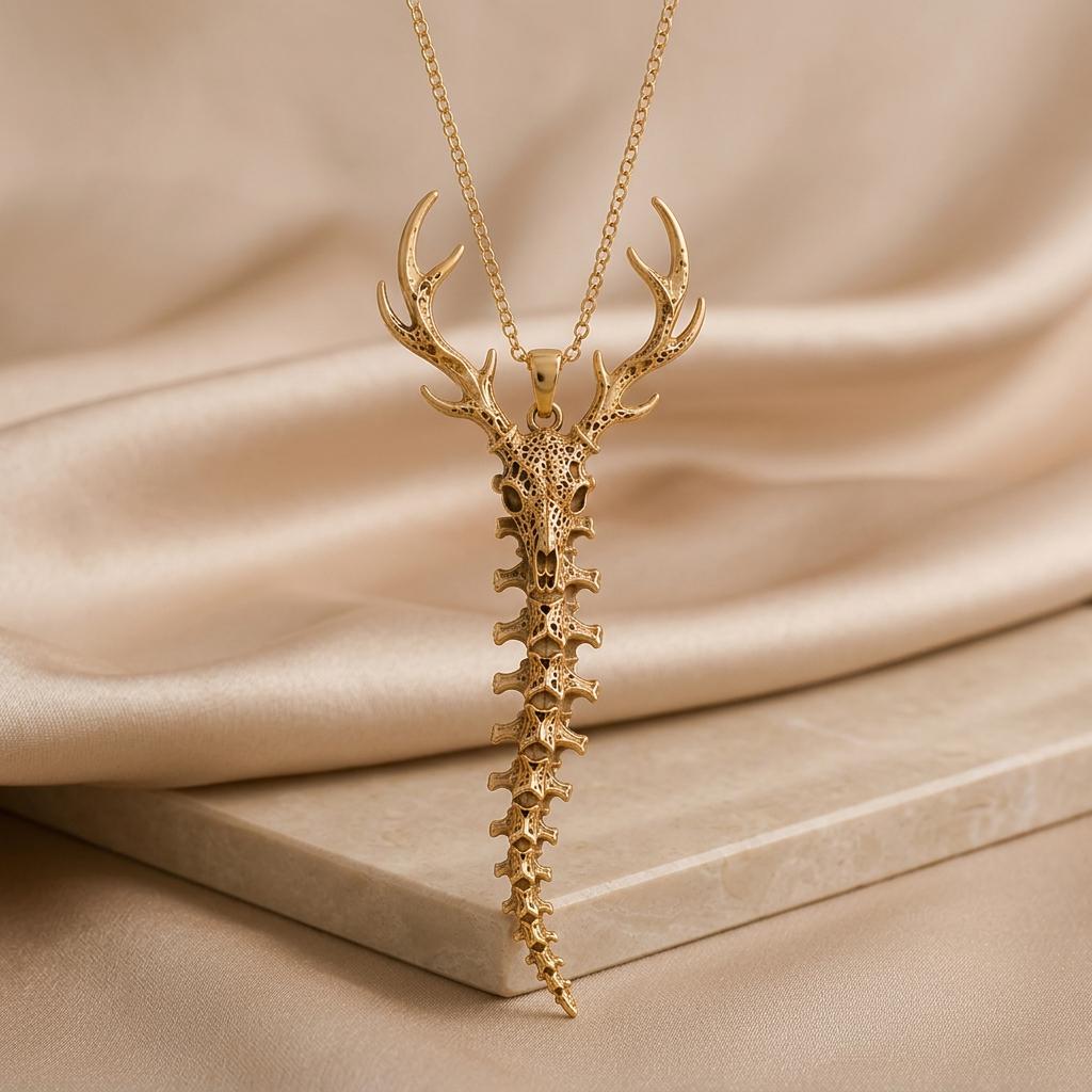 Sacred Deer Spine Necklace | 925 Sterling Silver | Nature Inspired Jewelry | Symbolic Nature Gift