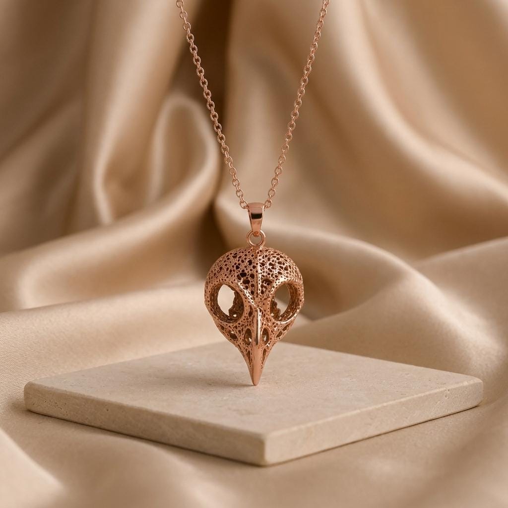 Ancient Owl Skull Pendant | 925 Sterling Silver Pendant | Gothic Nature Inspired | Unique Statement Gift