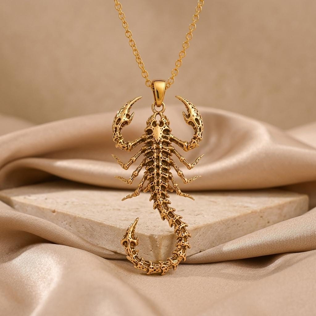 Fossil Scorpion Spine | Sterling Silver | Gothic Primal Design | Unique Statement Gift