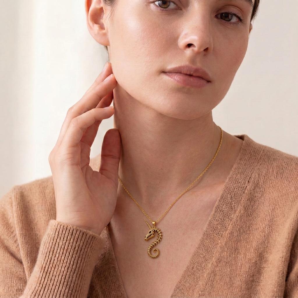 Fossil Unicorn Spine pendant | 925 Sterling Silver | Mythical Fantasy | Unique Statement Gift