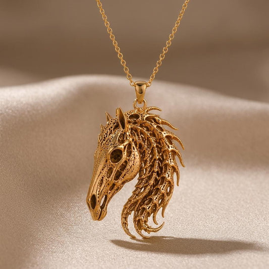 Sacred Horse Skull Relic pendant | 925 Sterling Silver | Mythical Animal Theme | Statement Piece Gift