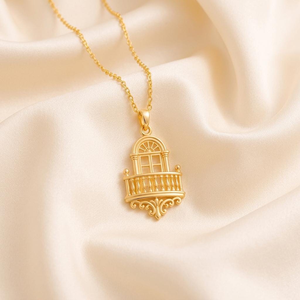 Royal Balcony Pendant | 925 Sterling Silver | Architectural Charm | Meaningful Keepsake Gift