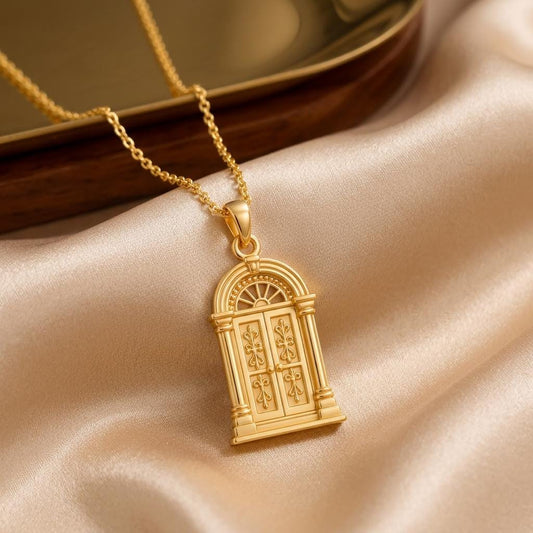 Vintage Doorway Necklace | 925 Sterling Silver for Her | Ornate Architectural Theme | Symbol of New Beginnings