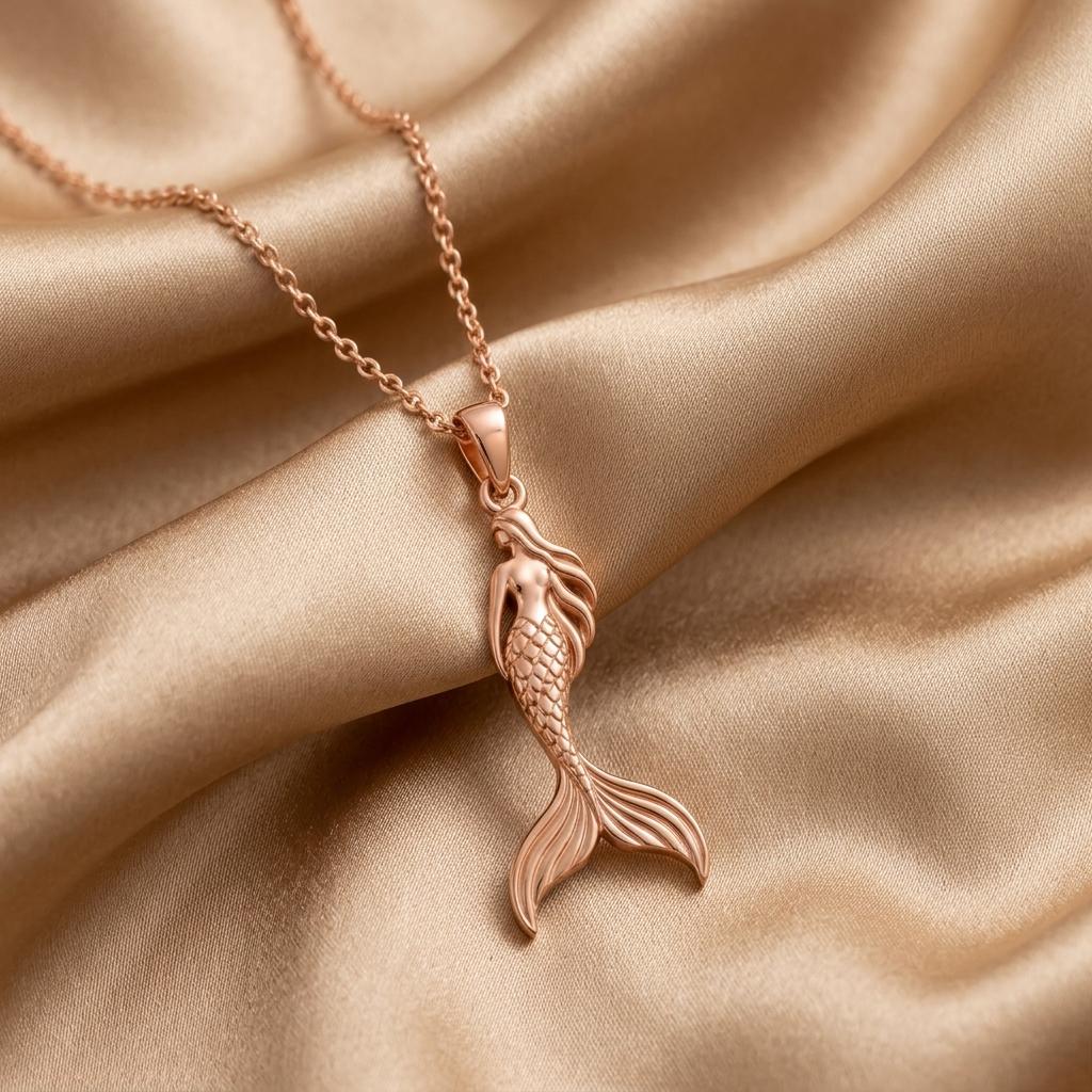 Mermaid Tail Silhouette Necklace | 925 Sterling Silver | Oceanic Fantasy | Thoughtful Gift for Her