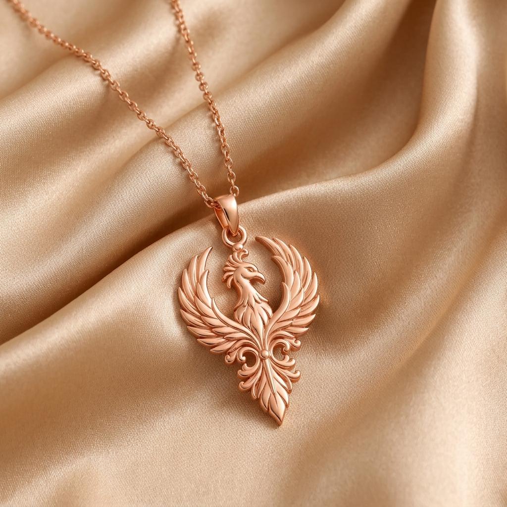 Phoenix Feather Crest Necklace | Sterling Silver Gold Finish | Mythical Rebirth Symbol | Empowerment & Renewal Gift