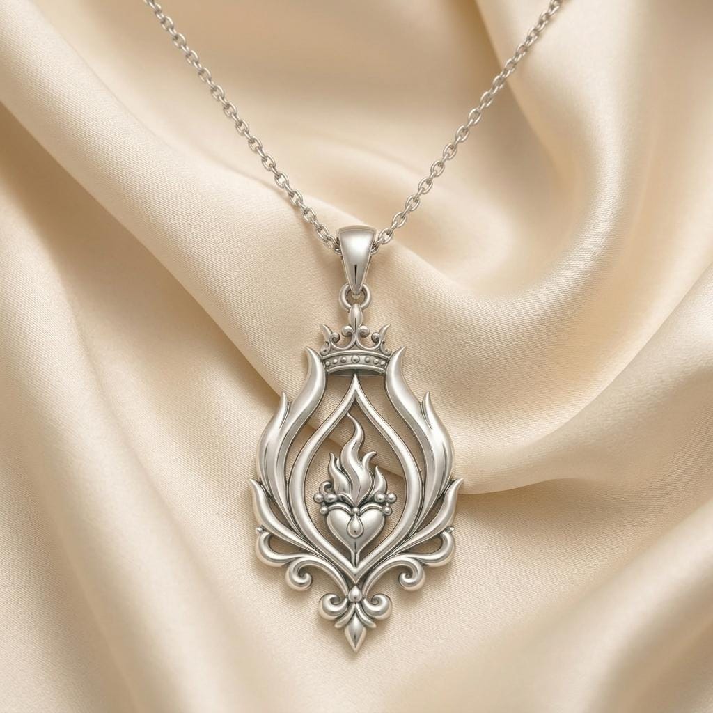 Regal Flame Necklace | 925 Sterling Silver | Symbolic Flame Design | Gift for Inner Strength