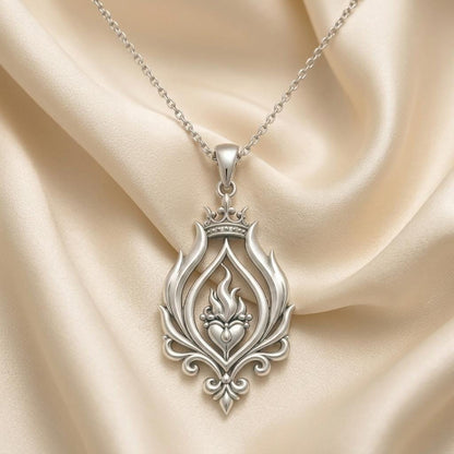Regal Flame Necklace | 925 Sterling Silver | Symbolic Flame Design | Gift for Inner Strength