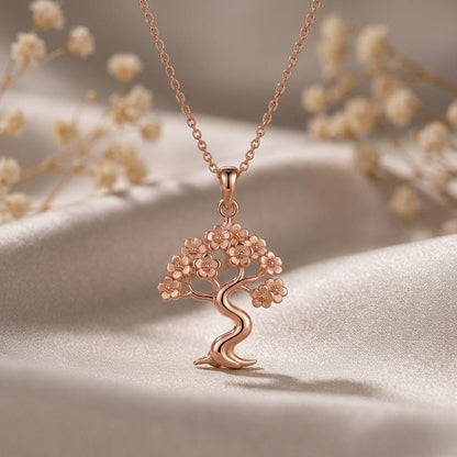 Sakura Cloud Bonsai Necklace | 925 Sterling Silver | Nature Inspired Design | Meaningful Gift for Her
