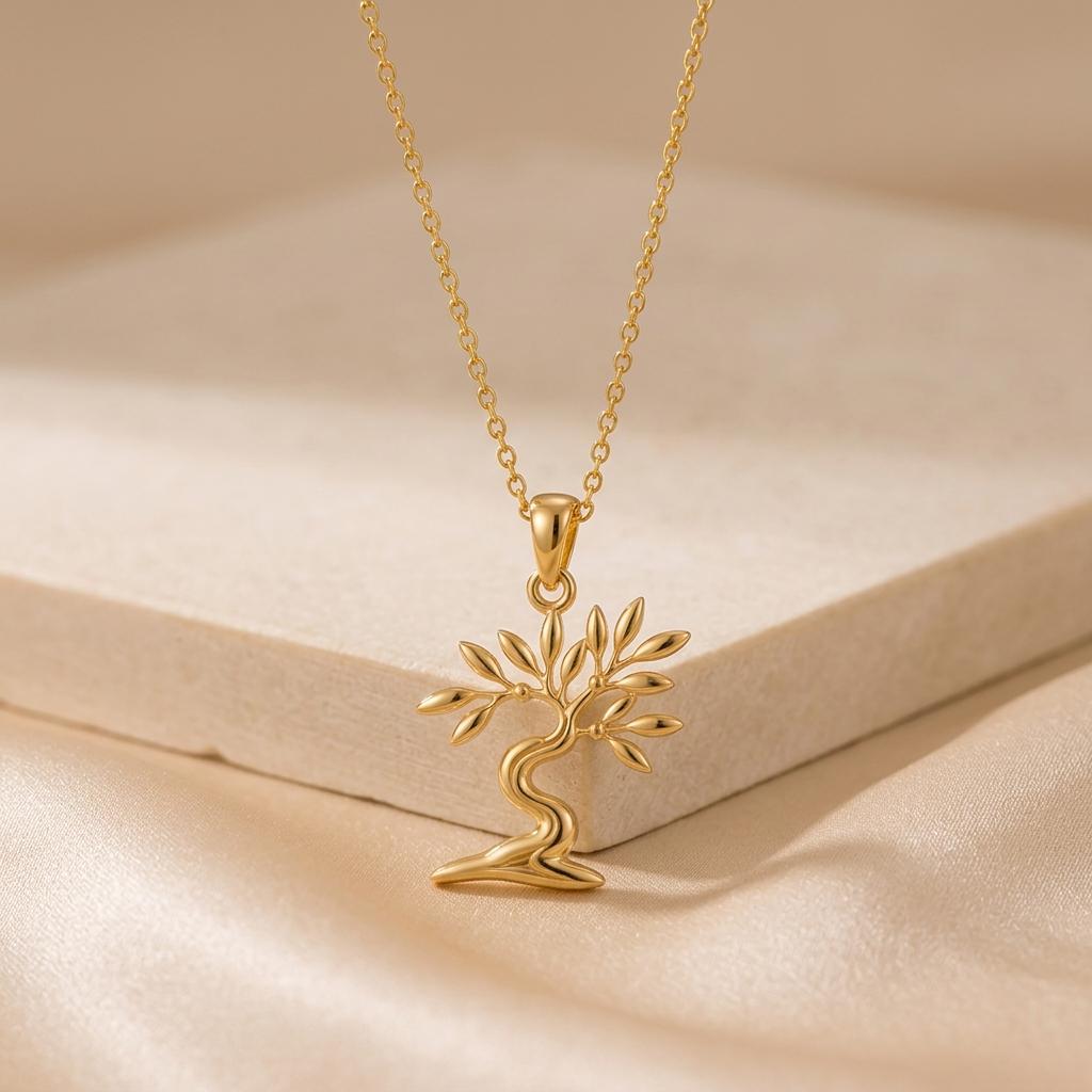 Olive Drift Bonsai Necklace | Sterling Silver Jewelry | Nature Inspired Design | Thoughtful Gift for Her
