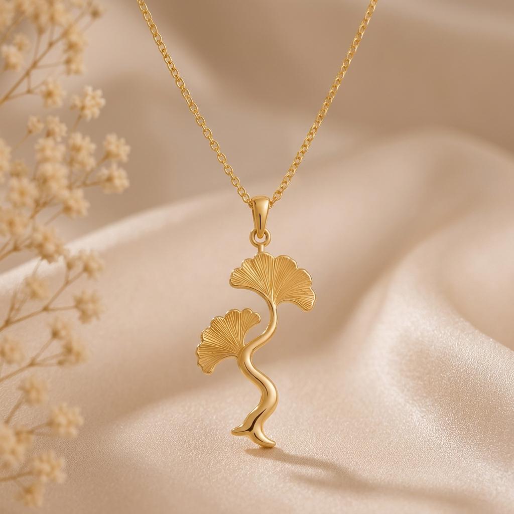 Ginkgo Wave Pendant | Sterling Silver | Nature Inspired | Symbolic Gift