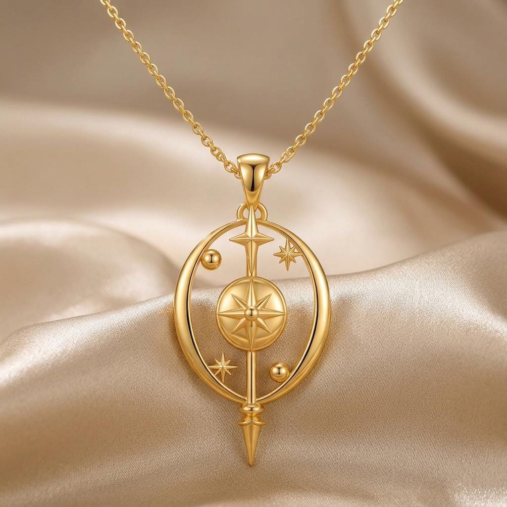 Celestial Barrier Pendant | 925 Sterling Silver | Celestial Guiding Star Theme | Gift for Protection & Guidance