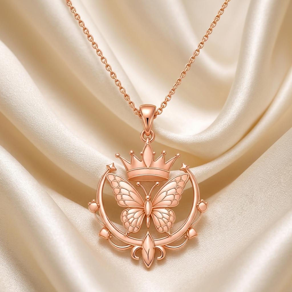 Butterfly Crown Pendant | 925 Sterling Silver for Women | Whimsical Regal Charm | Birthday Anniversary Gift