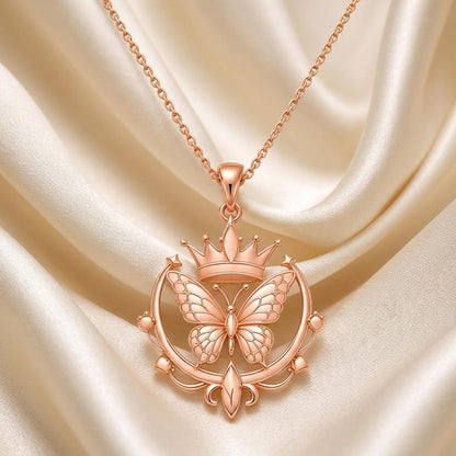 Butterfly Crown Pendant | 925 Sterling Silver for Women | Whimsical Regal Charm | Birthday Anniversary Gift