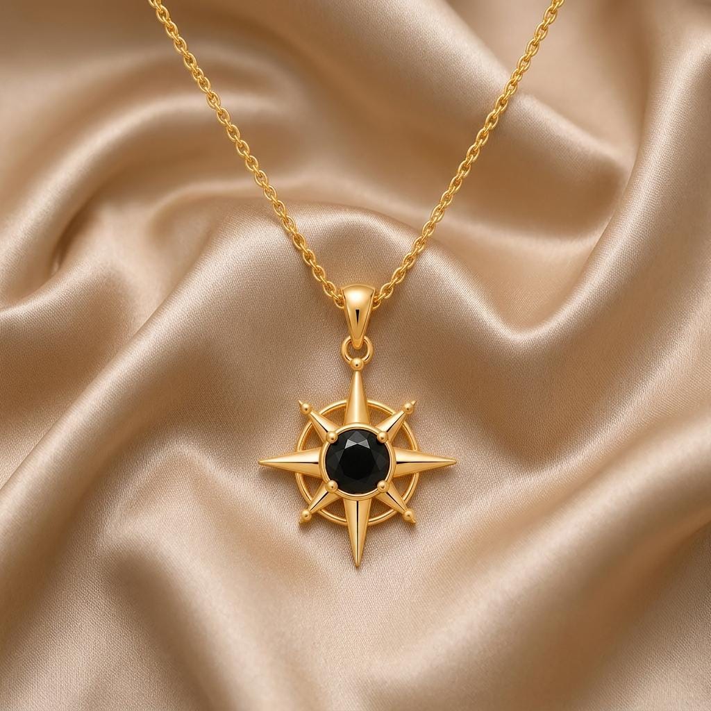 Compass Gem Pendant | 925 Sterling Silver | Symbolic Guidance | Inspirational Gift