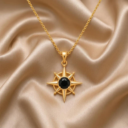 Compass Gem Pendant | 925 Sterling Silver | Symbolic Guidance | Inspirational Gift