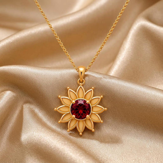 Solar Bloom Necklace | 925 Sterling Silver | Sunflower Floral Design | Meaningful Gift for Her