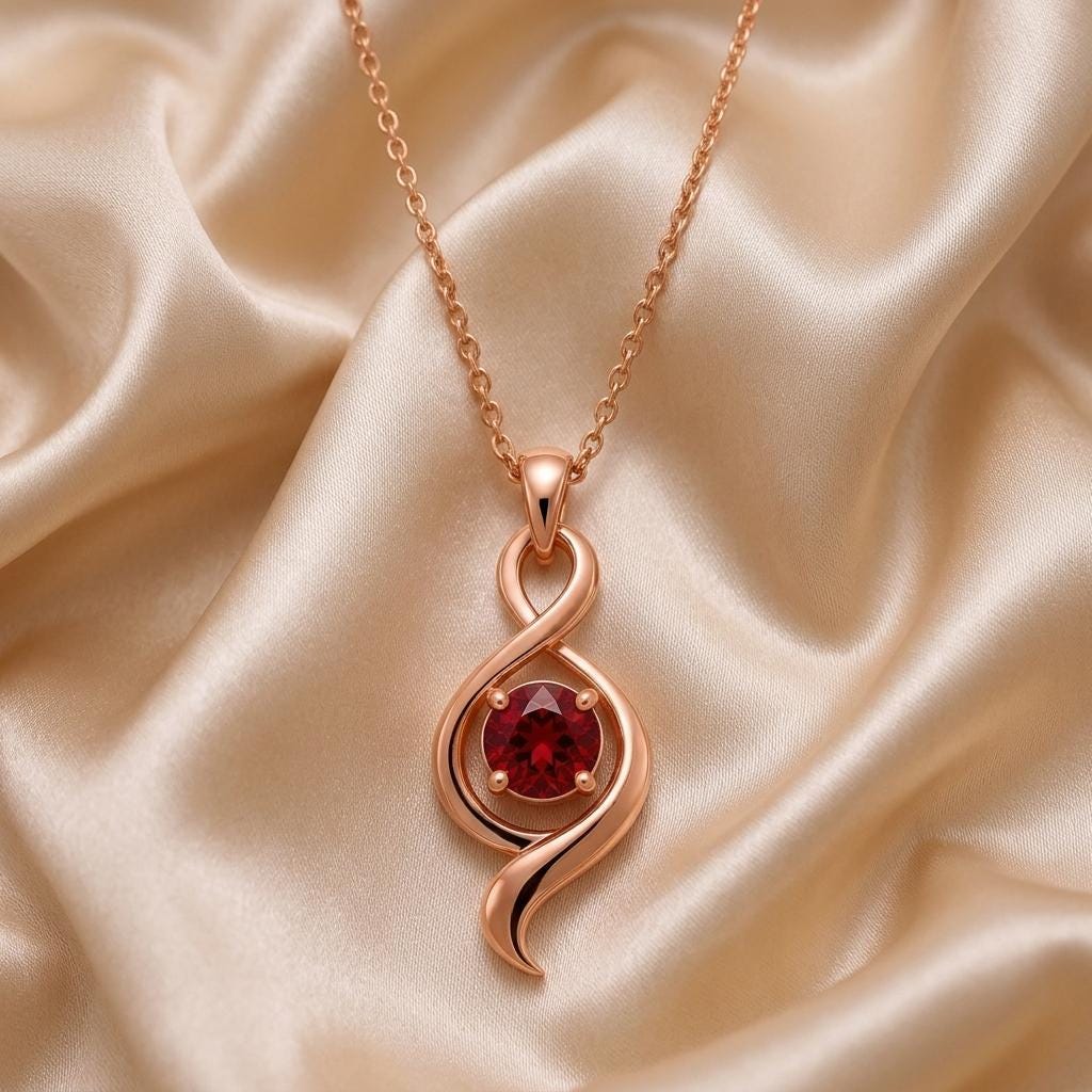 Ribbon Stone Necklace | 925 Sterling Silver | Elegant Swirl Design | Thoughtful Special Occasion