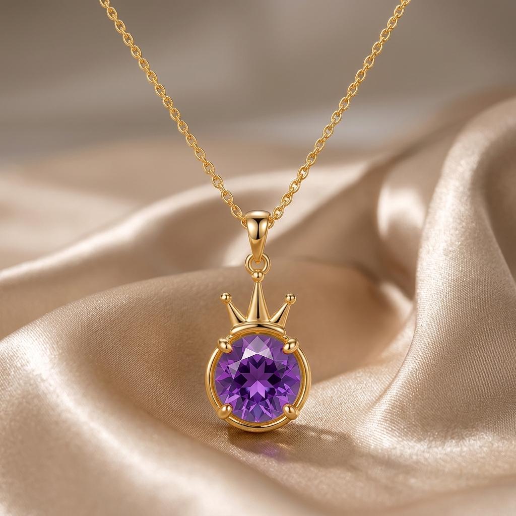 Queen Aura Necklace | 925 Sterling Silver | Regal Crown Gemstone | Empowerment Birthday Gift