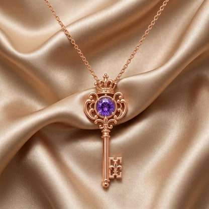 Imperial Key Pendant | Gold Plated 925 Sterling Silver | Royal Fantasy Whimsical | Empowerment Gift for Her