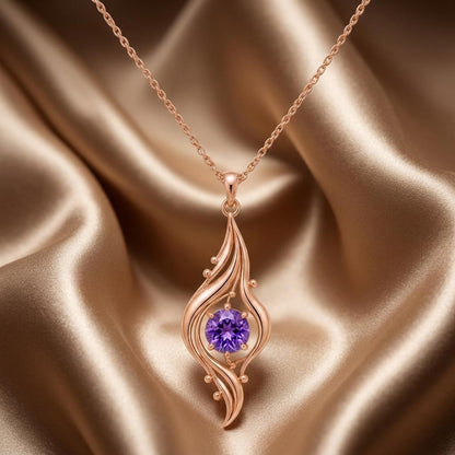Aurora Veil Necklace | Gold Plated Sterling Silver | Elegant Amethyst Pendant | Thoughtful Gift for Her