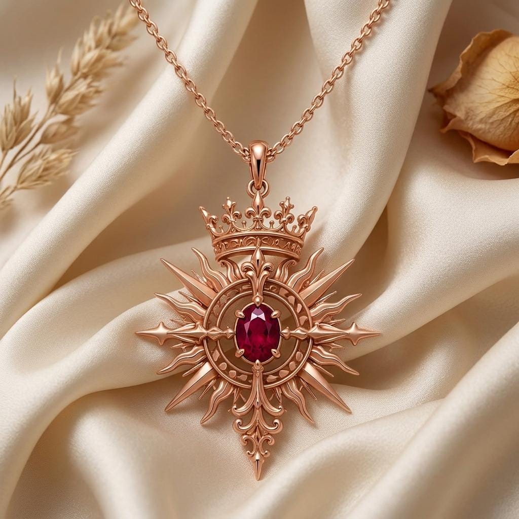 Solar Queen Sigil Pendant | 925 Sterling Silver | Royal Celestial Design | Empowerment Celebration Gift