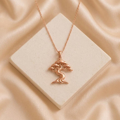 Ficus Flow Necklace | Gold Plated Sterling Silver | Nature Inspired Tree Design | Symbolic Nature Gift