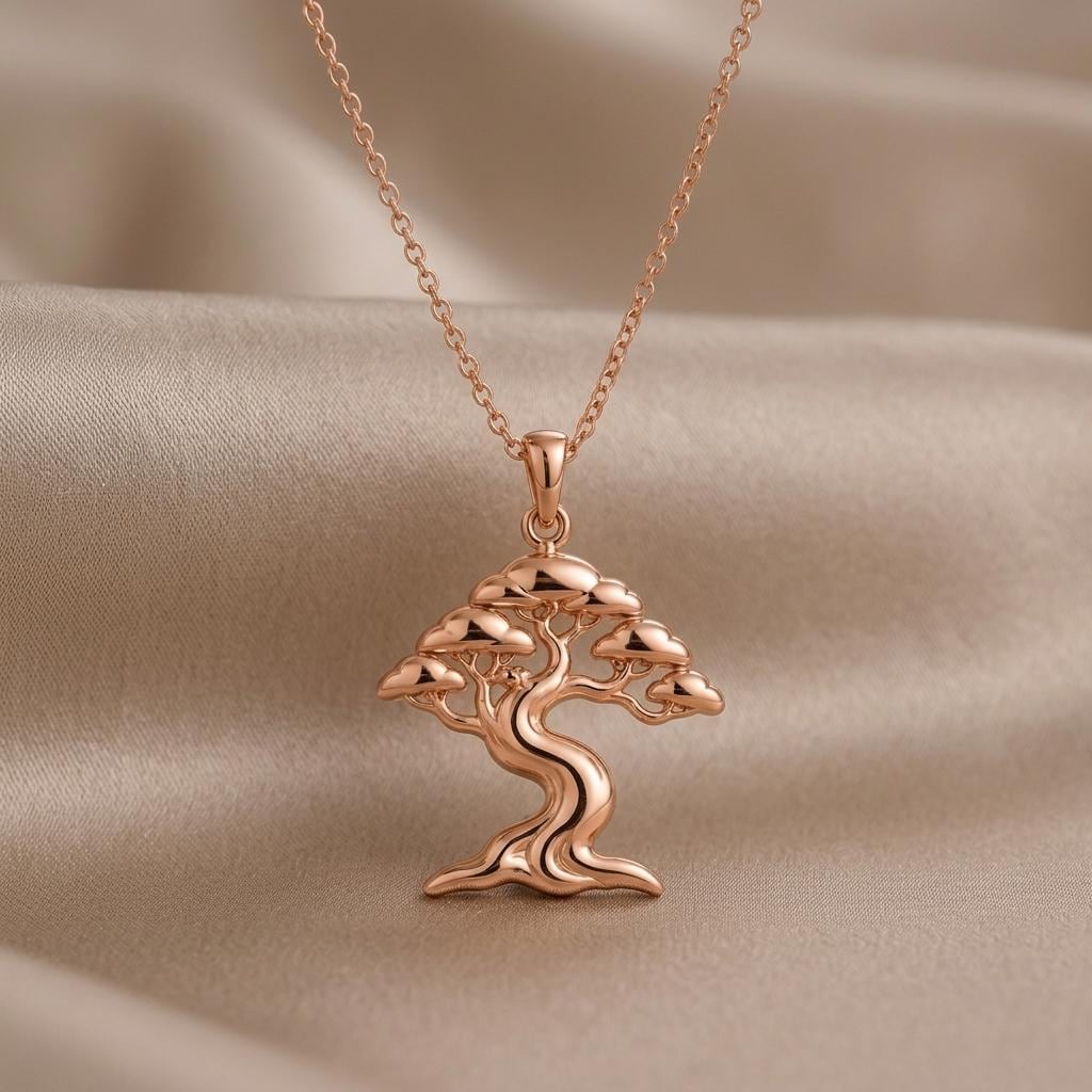 Ficus Flow Necklace | Gold Plated Sterling Silver | Nature Inspired Tree Design | Symbolic Nature Gift
