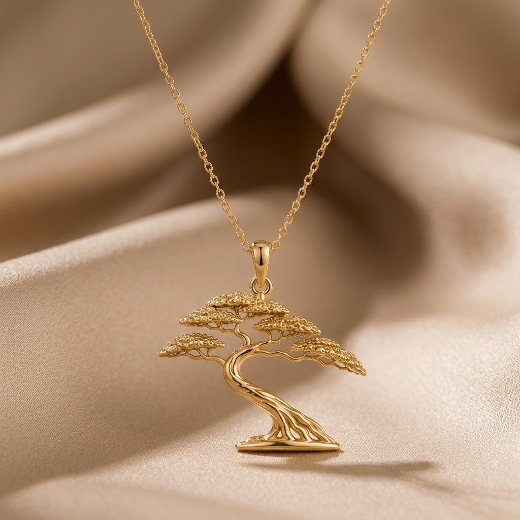Acacia Wind Necklace | 925 Sterling Silver for Women | Nature Inspired Symbolic Tree | Meaningful Gift for Her