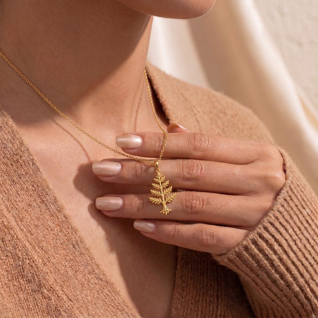 Cedar Crest Necklace | 925 Sterling Silver | Nature Inspired Tree | Thoughtful Nature Gift
