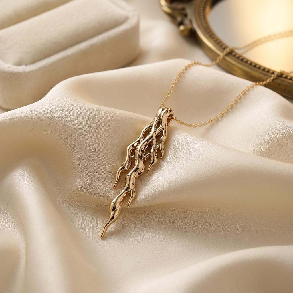 Molten Vein Pendant | 925 Sterling Silver | Organic Sculptural Design | Unique Statement Gift