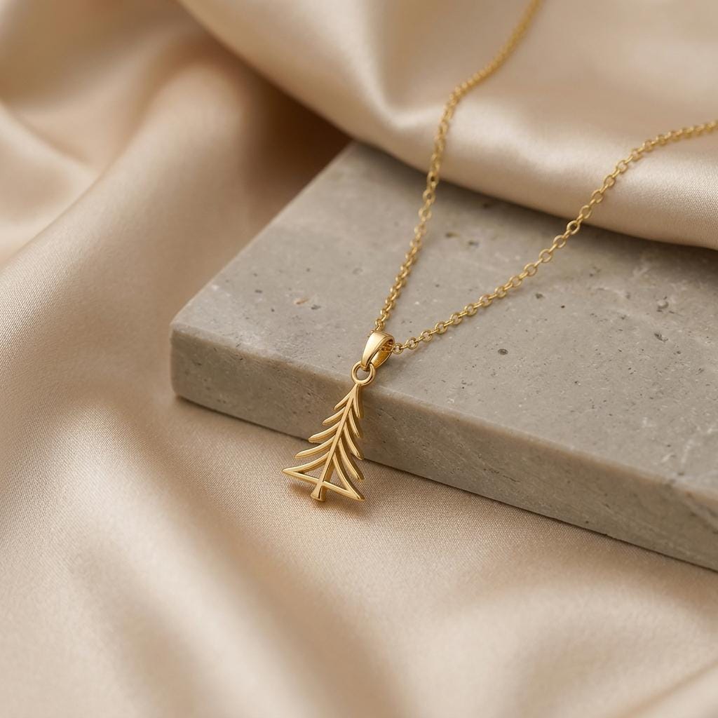 Pine Crest Pendant | 925 Sterling Silver | Minimalist Nature Theme | Christmas & Everyday Gift