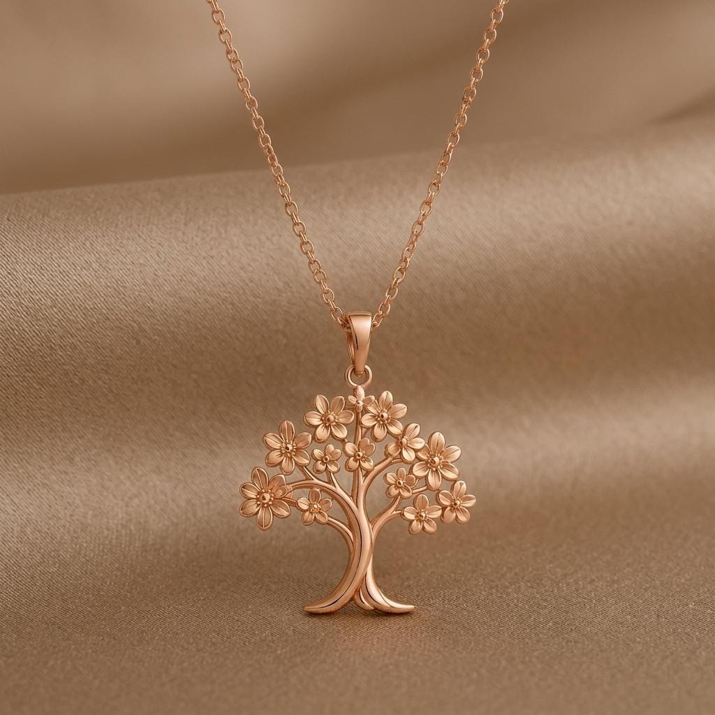 Orchid Tree Pendant | 925 Sterling Silver | Floral Tree Design | Meaningful Gift for Her