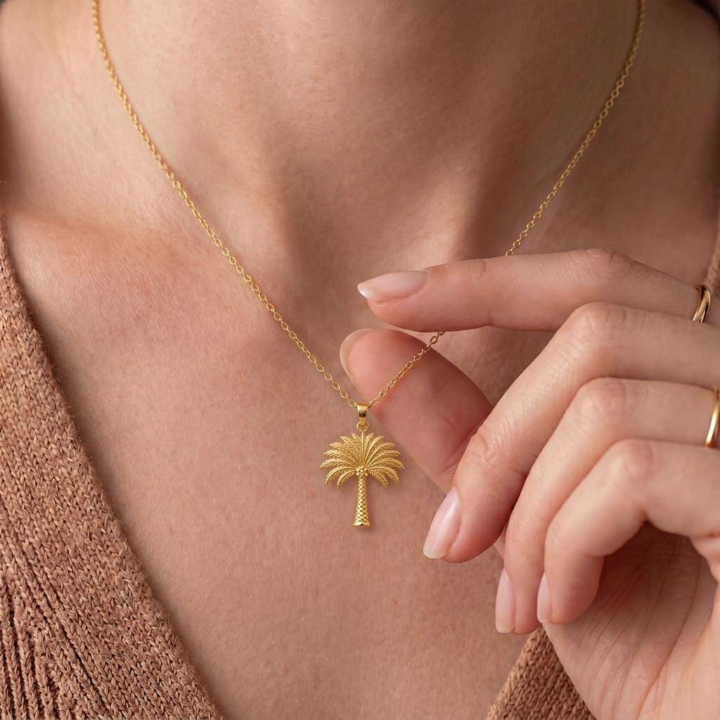 Palm Crown Necklace | 925 Sterling Silver | Nature Inspired Jewelry | Meaningful Gift for Her