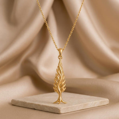 Cypress Flame Pendant | 925 Sterling Silver | Organic Nature Theme | Symbolic Gift for Her