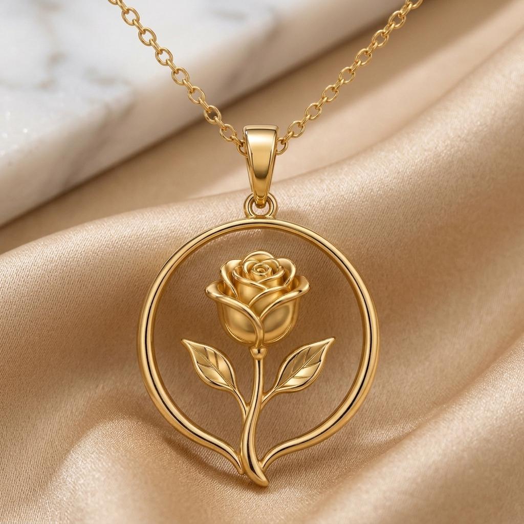 Rose Halo Necklace | 925 Sterling Silver | Elegant Botanical Design | Thoughtful Romantic Gift