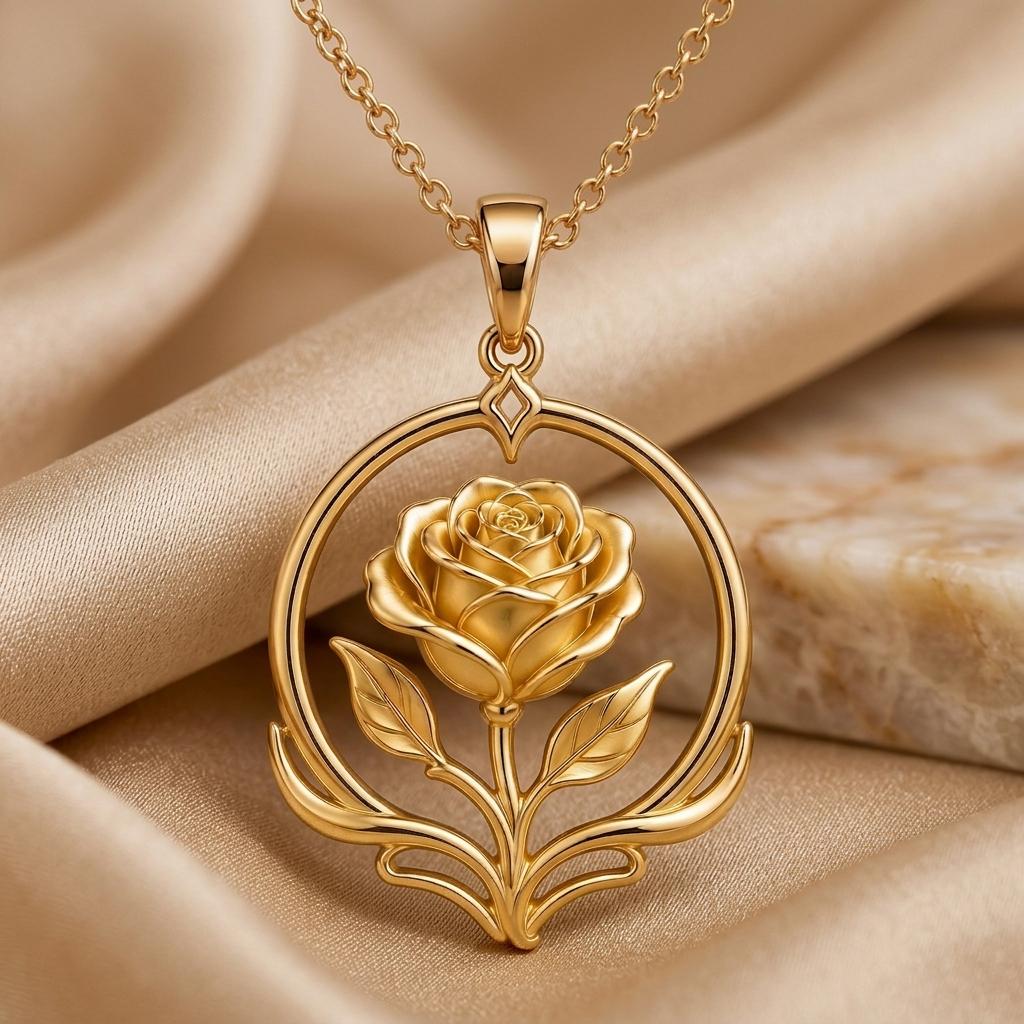 Sacred Rose Halo Necklace | 925 Sterling Silver | Elegant Rose Motif | Symbol of Love & Beauty