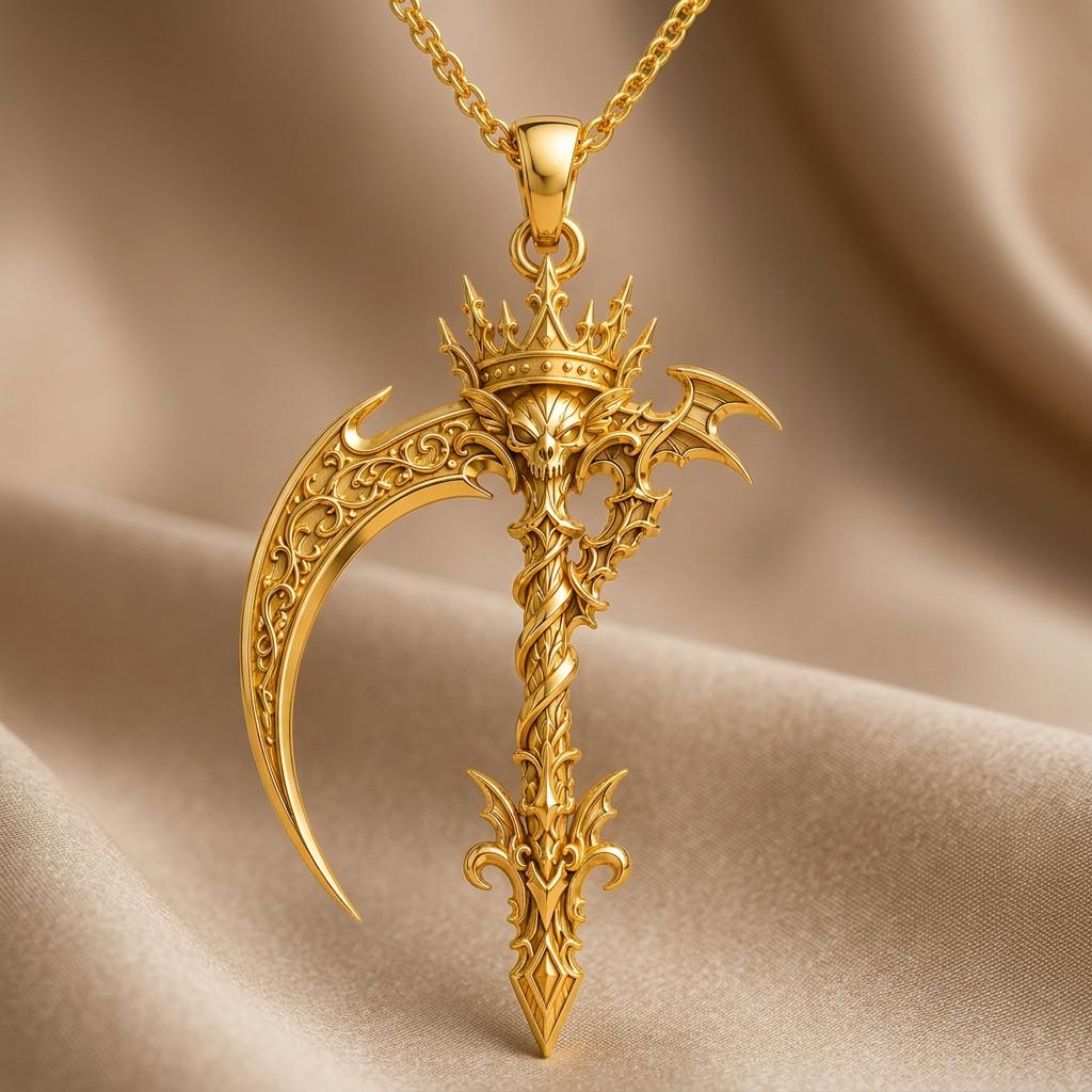 Royal Scythe Pendant | 925 Sterling Silver | Gothic Fantasy Theme | Statement Gift