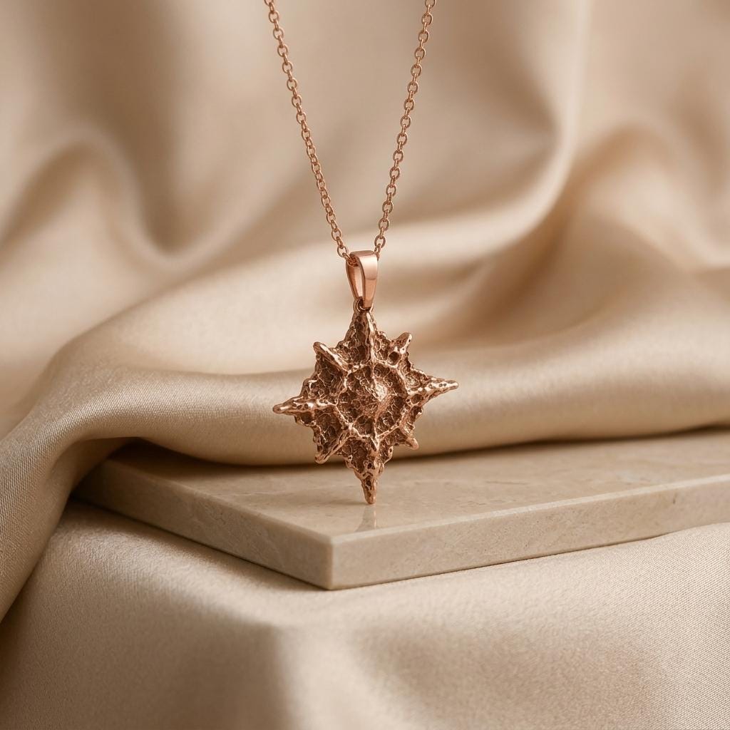 Polaris Star Pendant Necklace | Gold Plated Sterling Silver | Textured Celestial Star | Meaningful Gift for Her