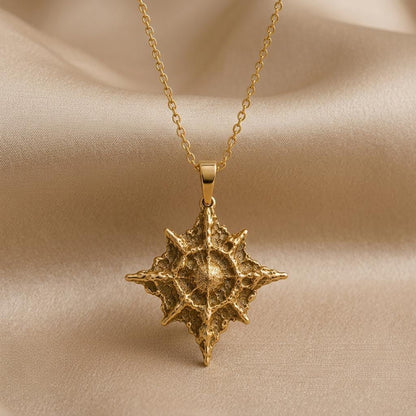 Polaris Star Pendant Necklace | Gold Plated Sterling Silver | Textured Celestial Star | Meaningful Gift for Her