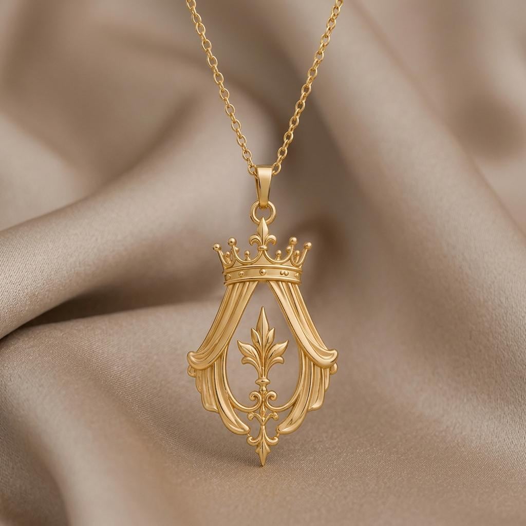 Imperial Crown Veil Necklace | 925 Sterling Silver | Regal Vintage Style | Meaningful Milestone Gift