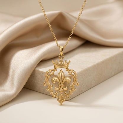 Sovereign Fleur Crest Pendant | 925 Sterling Silver | Royal Heraldry Jewelry | Empowerment Gift for Her