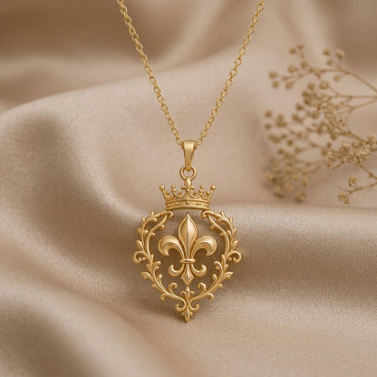 Sovereign Fleur Crest Pendant | 925 Sterling Silver | Royal Heraldry Jewelry | Empowerment Gift for Her