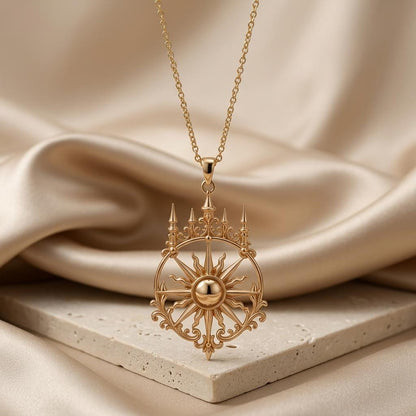Royal Sunspire Necklace | Sterling Silver Necklace | Regal Sun Motif | Thoughtful Gift for Her
