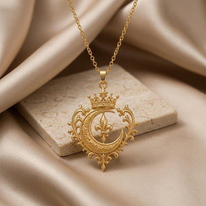 Regal Moon Crest Pendant | 925 Sterling Silver | Royal Crescent Moon Design | Meaningful Gift for Her