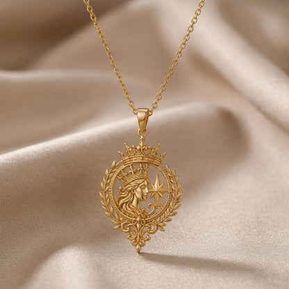Celestial Queen Emblem Pendant | 925 Sterling Silver | Regal Celestial Design | Empowerment Gift