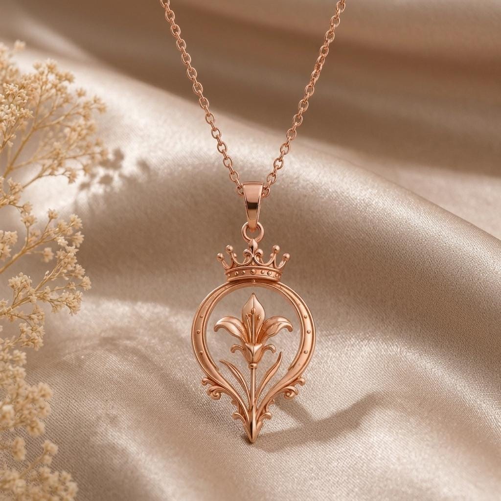 Monarch Lily Halo Pendant | Sterling Silver | Regal Floral Design | Symbolic Gift for Her