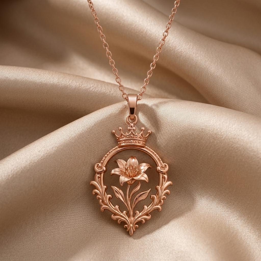 Victorian Crown Bloom Necklace | 925 Sterling Silver | Regal Botanical Style | Elegant Gift for Her