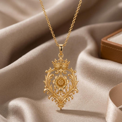 Golden Dynasty Bloom Necklace | 925 Sterling Silver | Regal Floral Design | Elegant Gift for Her