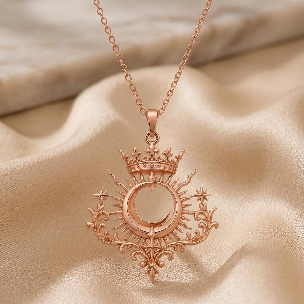 Royal Eclipse Tiara Pendant | 925 Sterling Silver | Celestial Royal Theme | Symbolic Empowerment Gift